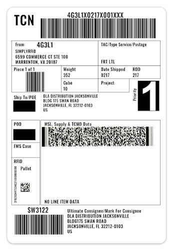DOD RFID Military Shipping Label Tag