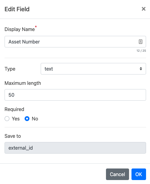 Edit Field Window