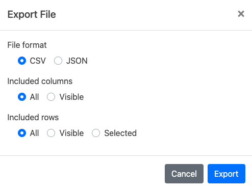 Export Options