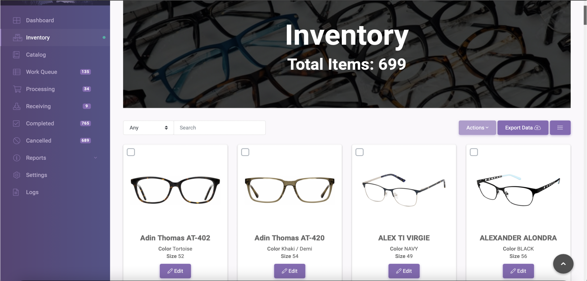 Probe Inventory Page