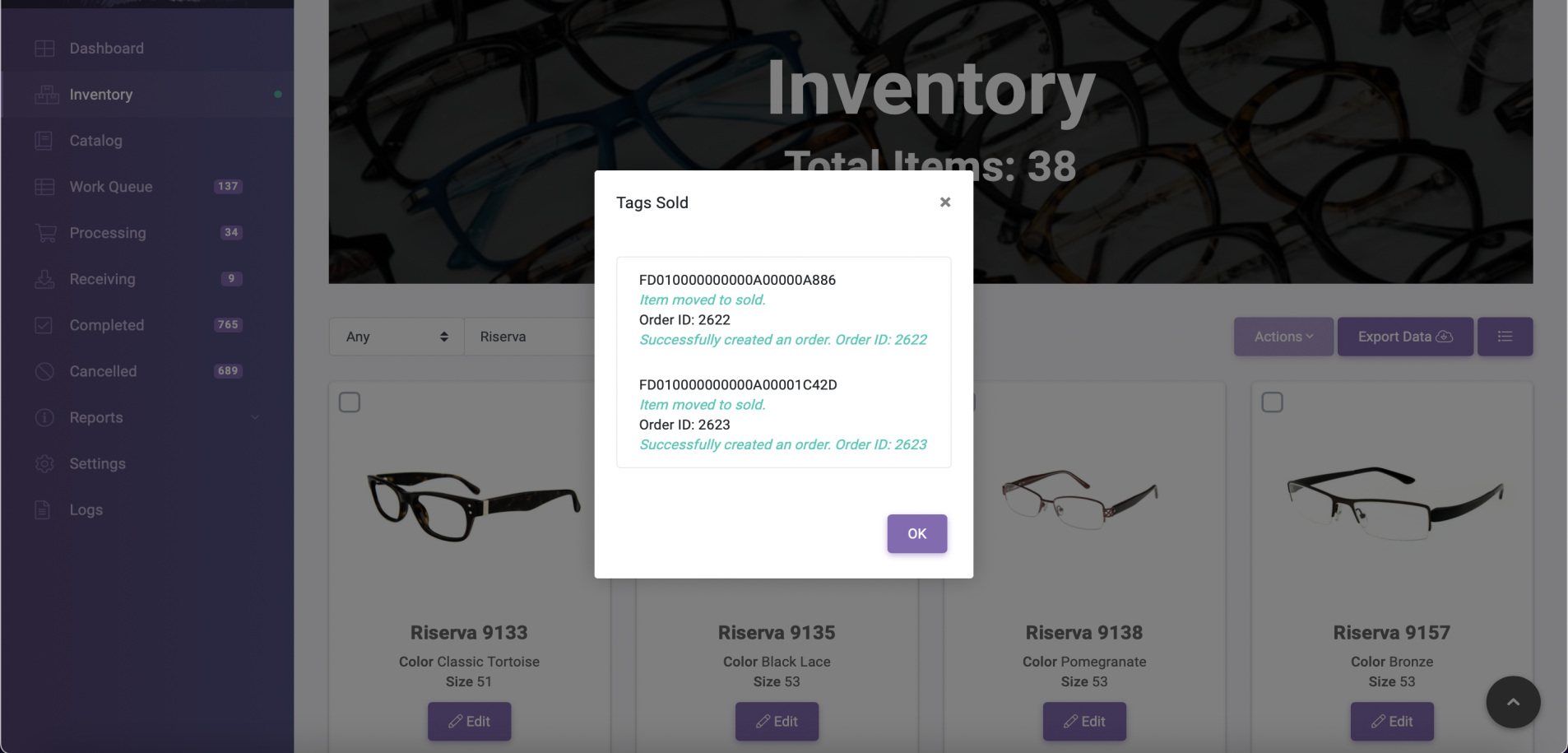 Probe Inventory Success Prompt