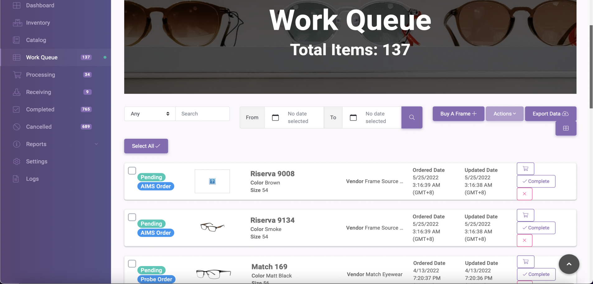 Probe Work Queue Page