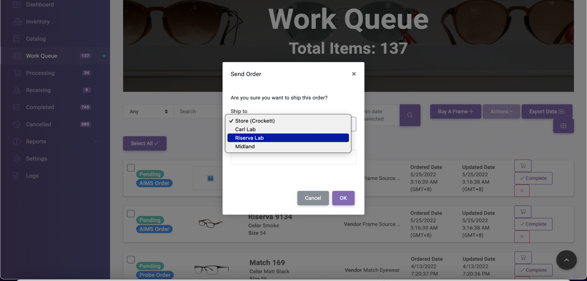 Probe Work Queue Ship Selection