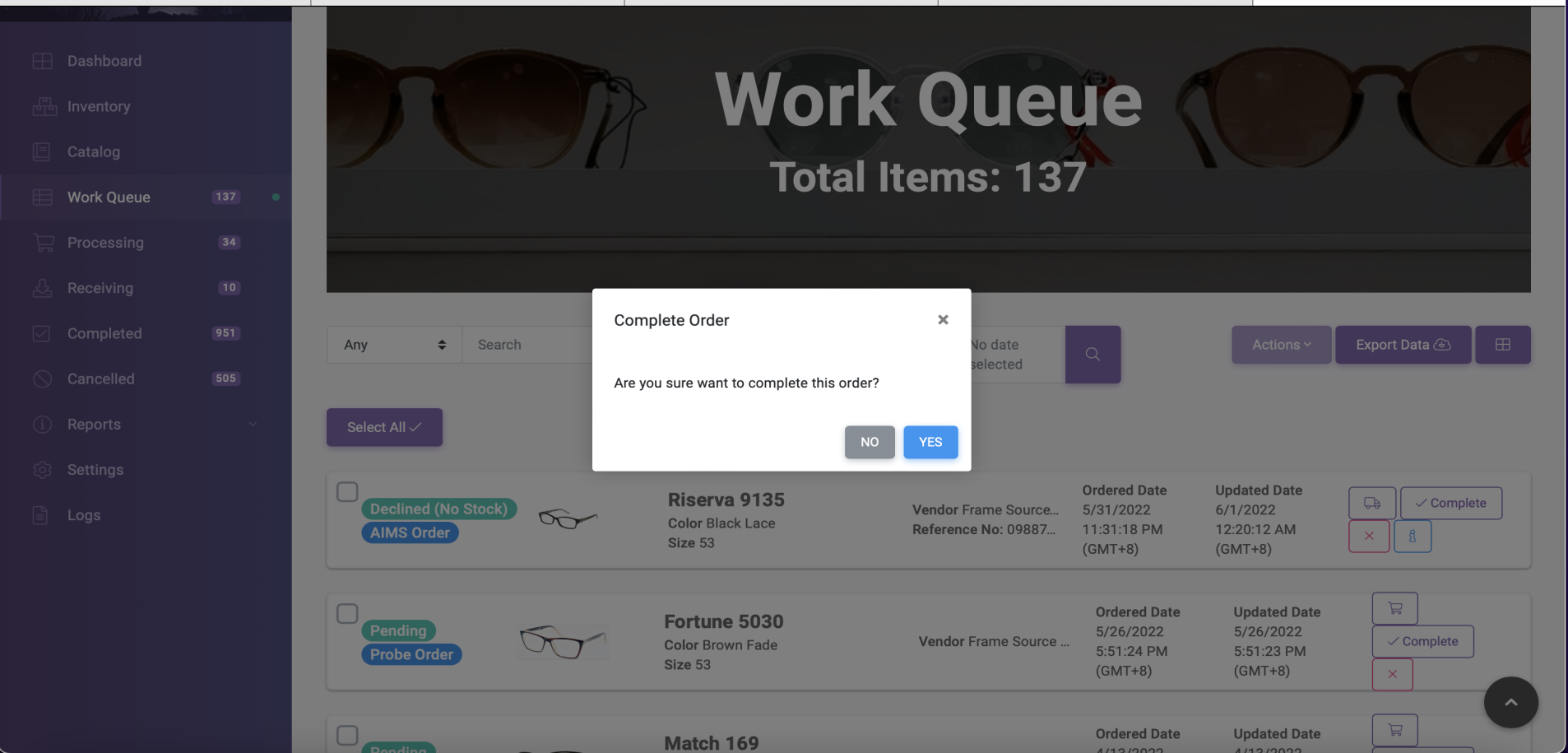 Cancelled Dropship Order - System Verification Completing Order